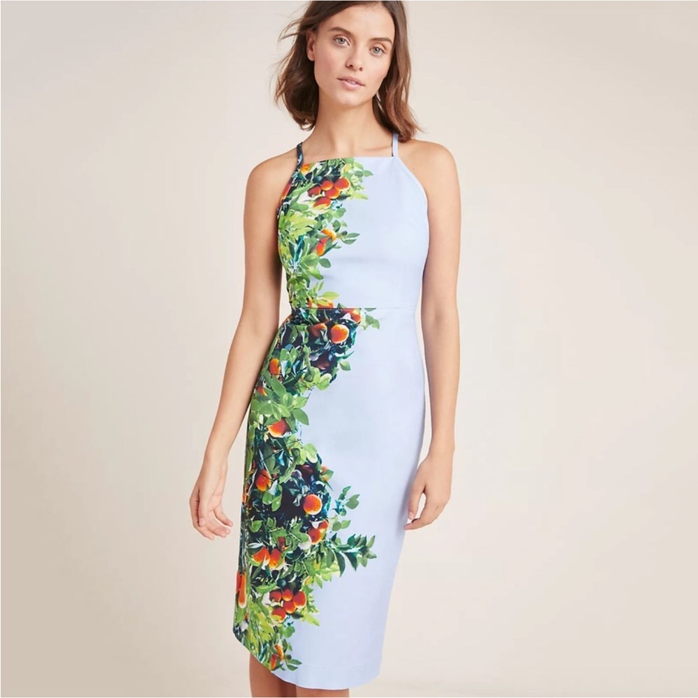 Anthropologie Maeve orange bough dress Sz 8